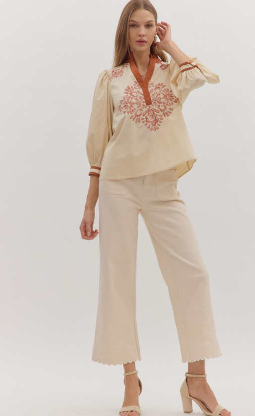 Margot Embroidered V-Neck