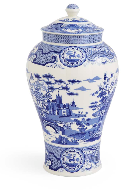 Spode Blue Italian Gothic Castle Vase