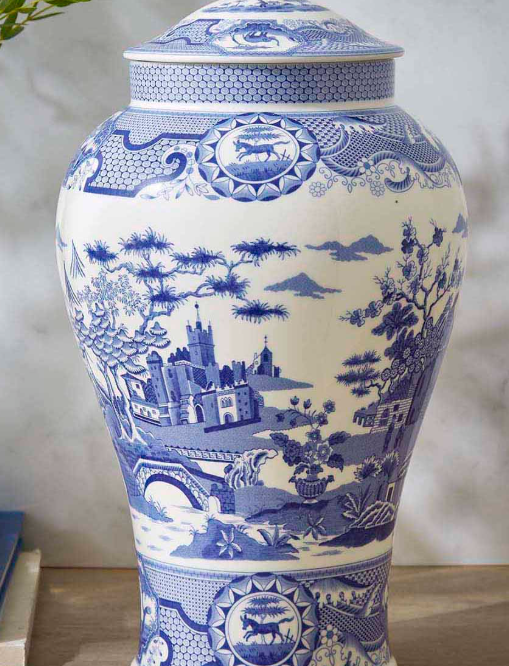 Spode Blue Italian Gothic Castle Vase - Thumbnail 2