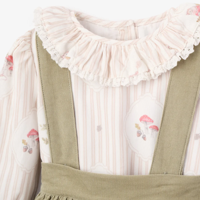 Magical Mouse Cameo Stripe Mini Cord Top + Pinafore Dress Set