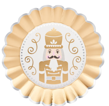 Sophistiplate Gilded Nutcracker Wavy Paper Dinner Plate/8pk