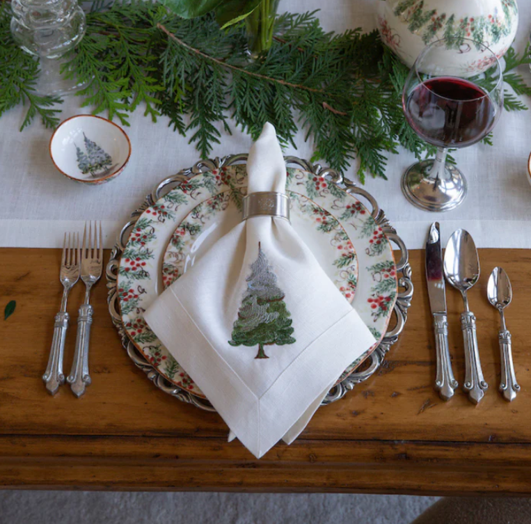 Arte Italica Snowy Pine Large Linen Napkin