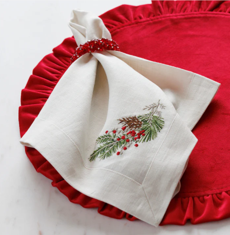 Arte Italica Natale Sprig Large Napkin