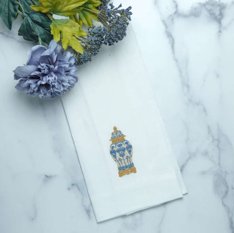 Arte Italica Chinoiserie Filigree Jar Linen Towel
