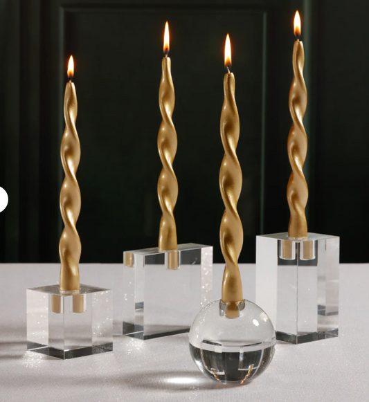 Zodax Set of 2 metallic twisted taper candle 12''