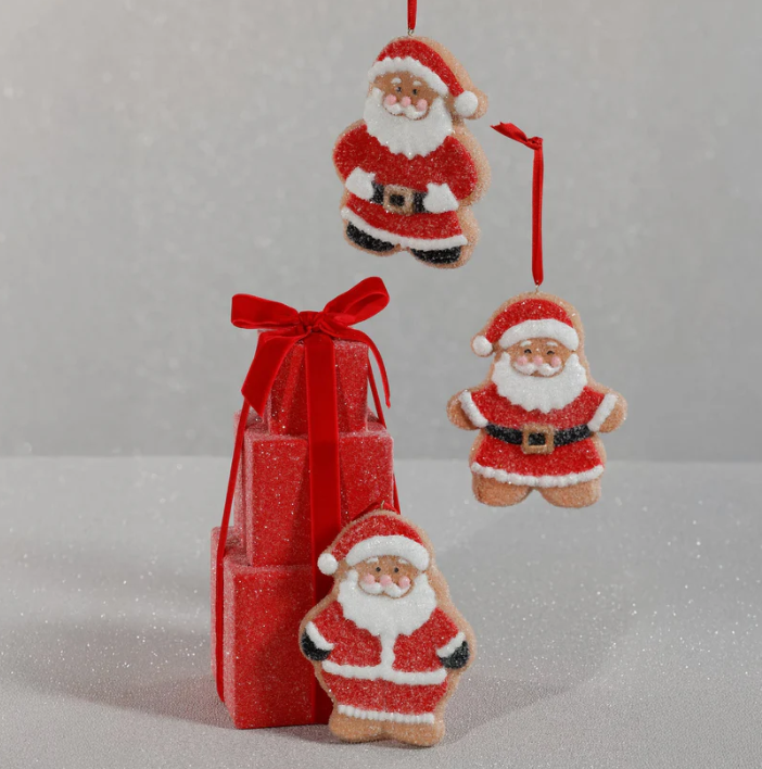 Zodax Cookie Santa Ornaments- 3 pcs Assorted 5"