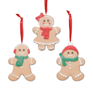 Zodax Cookie Gingerbread Ornaments- 3 pcs Assorted 5"