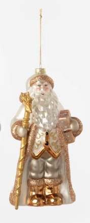 180 Oversized Gold / Silver Santa Ornament - 2 Assorted