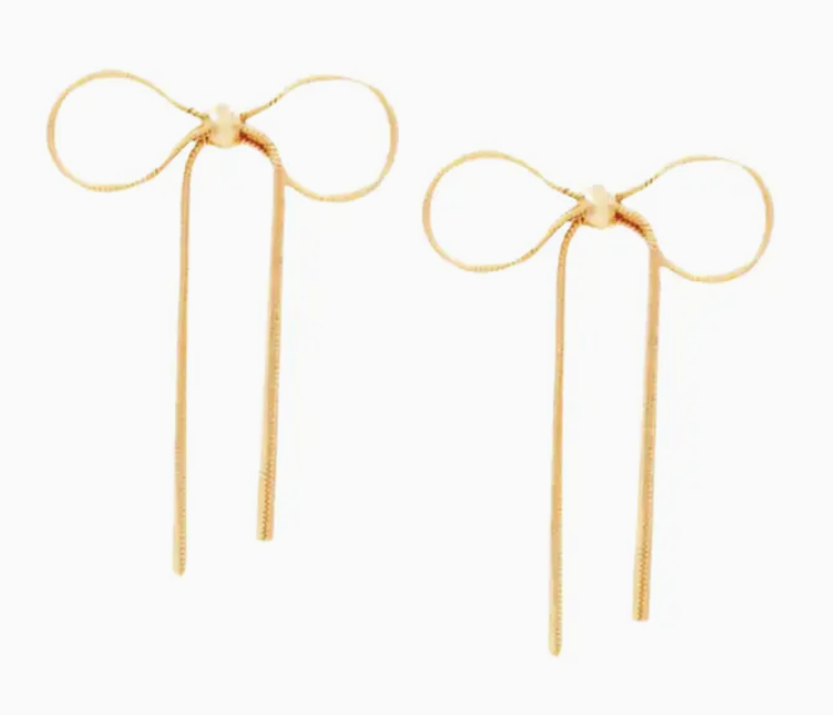 Snake Chain Bow Ribbon Earrings