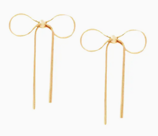 Snake Chain Bow Ribbon Earrings