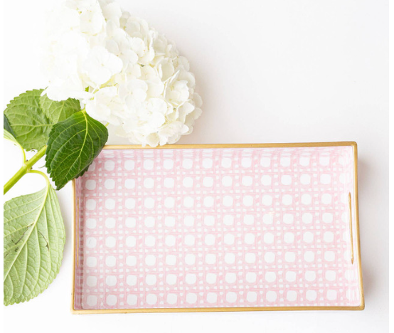8 Oak Lane Pink Cane Vanity Tray