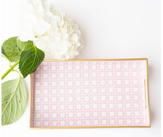 8 Oak Lane Pink Cane Vanity Tray