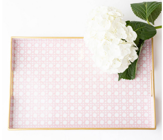 8 Oak Lane Pink Cane Rectangular Tray