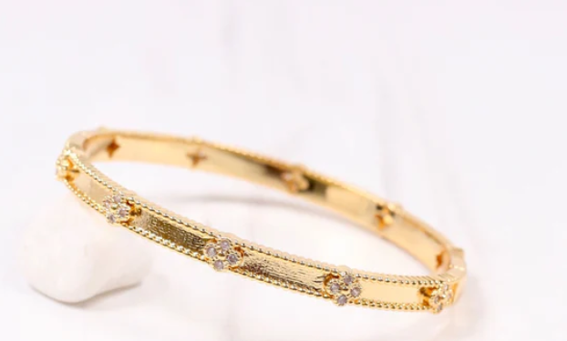 Caroline Hill Seaver CZ Clover Bracelet GOLD