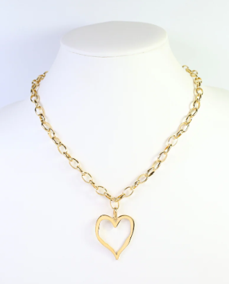 Caroline Hill Lowell Link Heart Necklace Gold