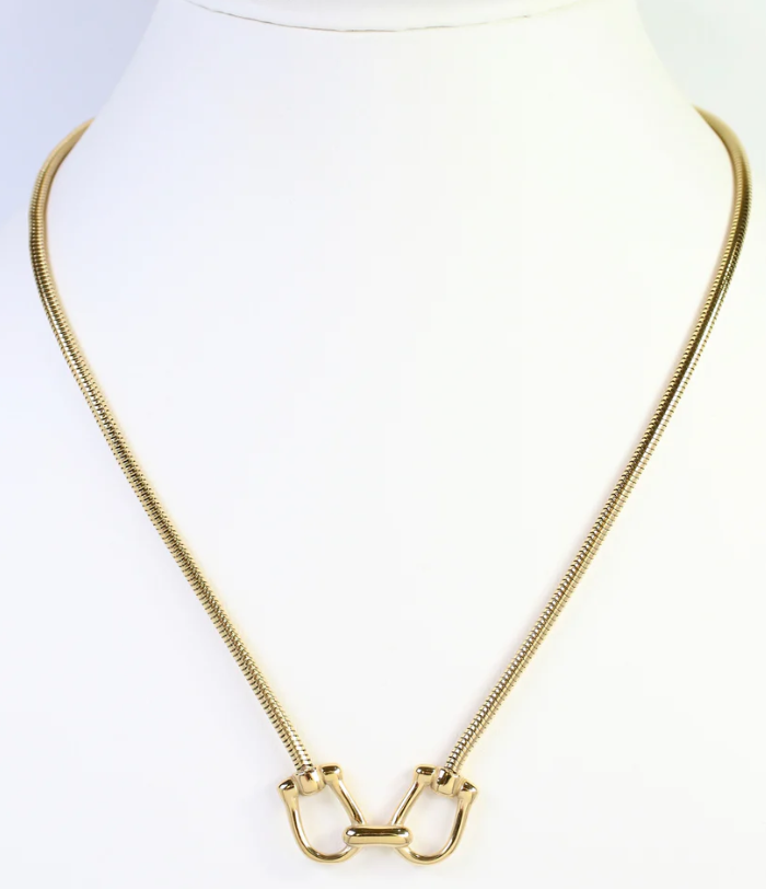 Caroline Hill Ludlow Horsebit Necklace Gold