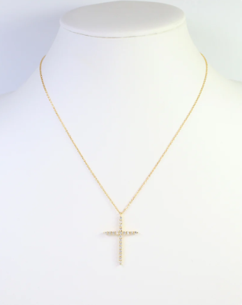 Caroline Hill Yazoo CZ Cross Necklace Gold