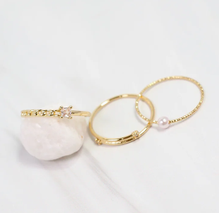 Caroline Hill Brilliana Ring Set Gold