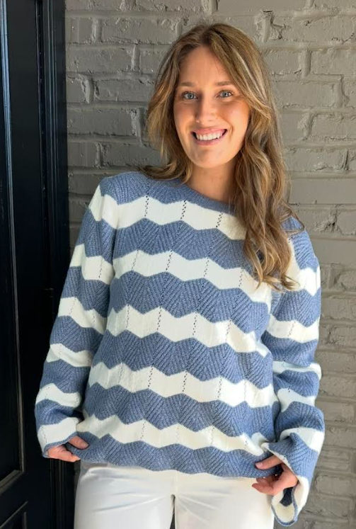 Blue Chevron Sweater