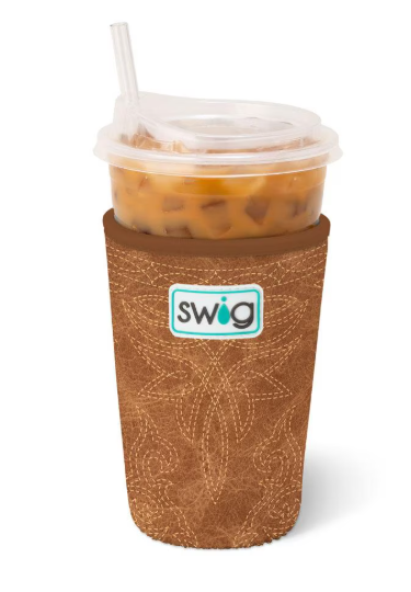 Swig Saddle Stitch Cognac Iced Cup Coolie (Medium)