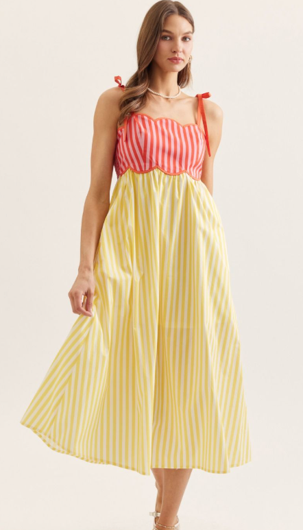 Peachy Sunrise Tie-Strap Dress