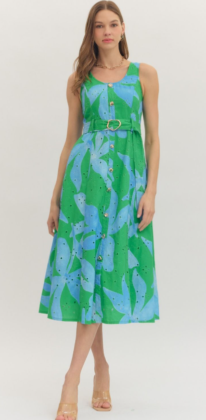 Entro Vibrant Garden Midi Dress