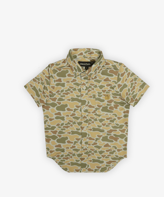 High Creek The Youth Burk Short Sleeve Button Up Cripple Creek Camo