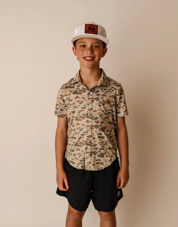 High Creek The Youth Burk Short Sleeve Button Up Cripple Creek Camo