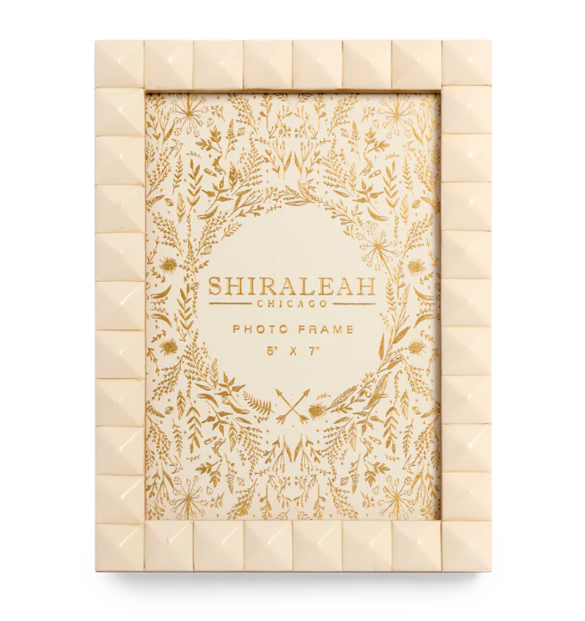 Shiraleah Roma 5" x 7" Pyramid Stud Picture Frame, Ivory