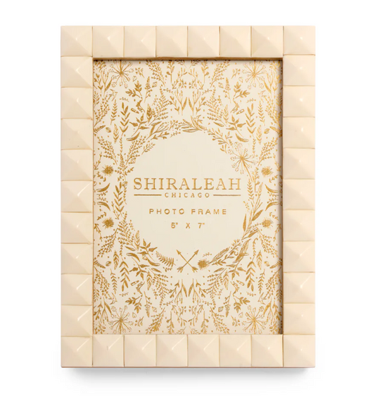 Shiraleah Roma 5" x 7" Pyramid Stud Picture Frame, Ivory