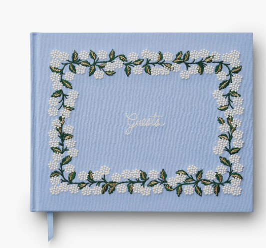 Rifle Paper Co Hydrangea Embroidered Fabric Guest Book