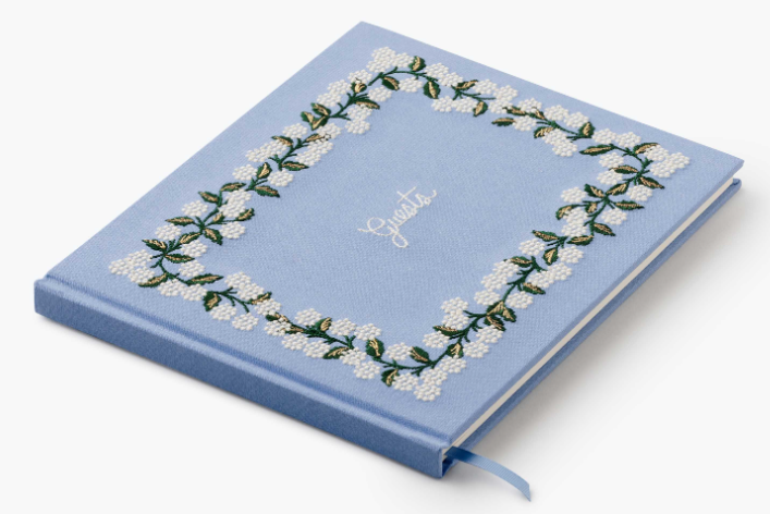 Rifle Paper Co Hydrangea Embroidered Fabric Guest Book
