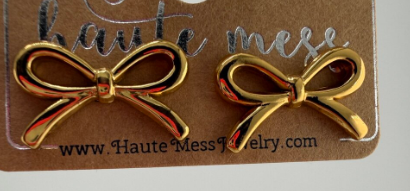 Haute Mess Gold Bow Earrings