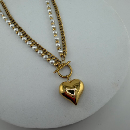 Haute Mess Double Stranded Heart Necklace