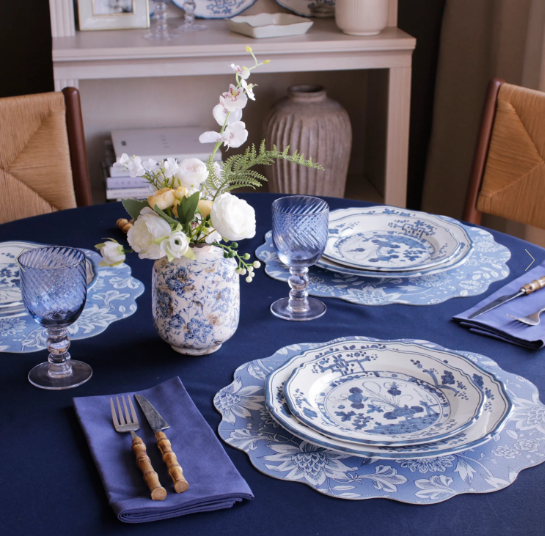Beatriz Ball VIDA Faenza 11" Dinner Plate White and Blue