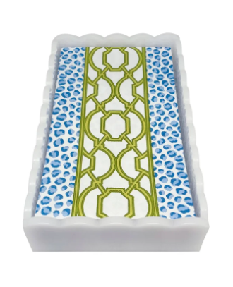 Mariposa Knots and Spots White Scalloped Guest Towel Box Set