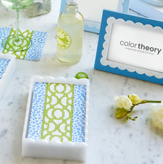 Mariposa Knots and Spots White Scalloped Guest Towel Box Set