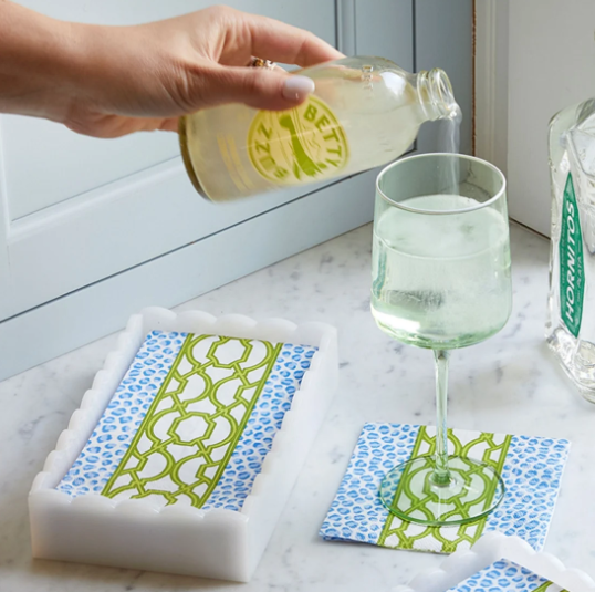 Mariposa Knots and Spots White Scalloped Guest Towel Box Set