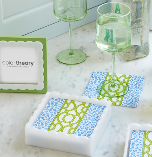 Mariposa Knots and Spots White Scalloped Cocktail Napkin Box Set