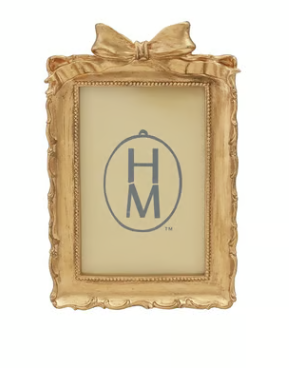 Hazel Mazel Resin Photo Frame W Bow, Gold Finish