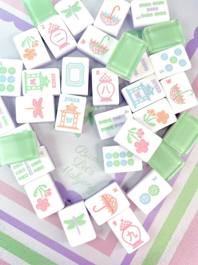 Bam! Let's Mahjong Garden Party Mat- Pink