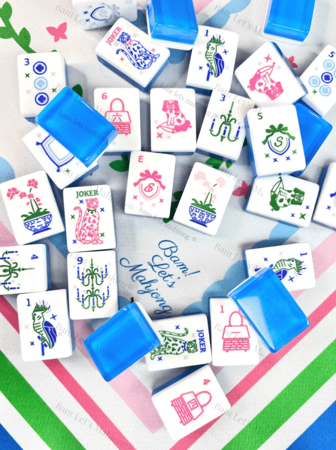 Bam! Let's Mahjong Grandmillennial Mat- Blue