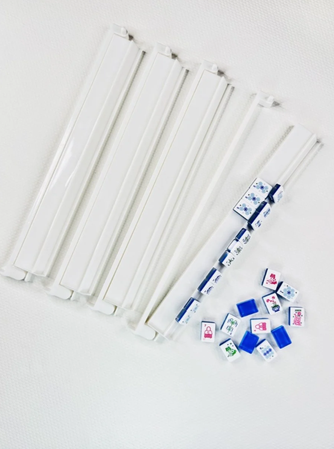 Bam! Let's Mahjong Acrylic Mahjong Racks Set of 4- White