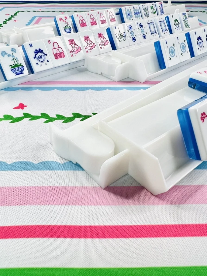 Bam! Let's Mahjong Acrylic Mahjong Racks Set of 4- White