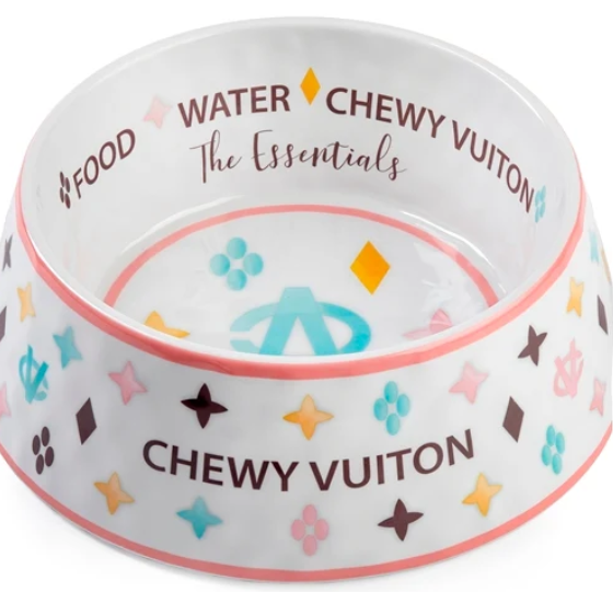 Haute Diggity Dog White Chewy Vuiton Bowl