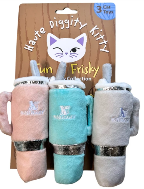 Haute Diggity Dog Snuggly Cup 3-Pack (Teal, Ivory, Blush) - Organic Catnip