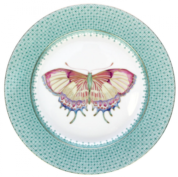 Mottahedeh Golden Teardedrop Butterfly Dessert Plate