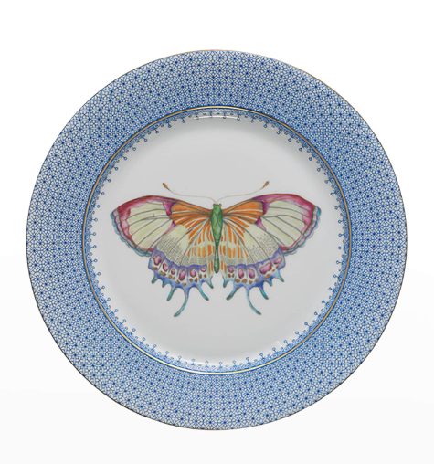 Mottahedeh Golden Teardedrop Butterfly Dessert Plate