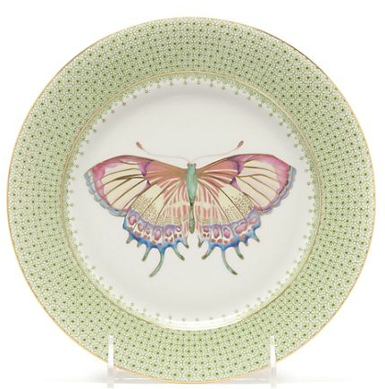 Mottahedeh Golden Teardedrop Butterfly Dessert Plate