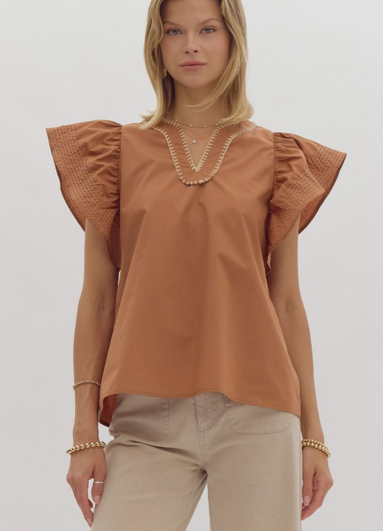 Stitch & Ruffle Elegance Top